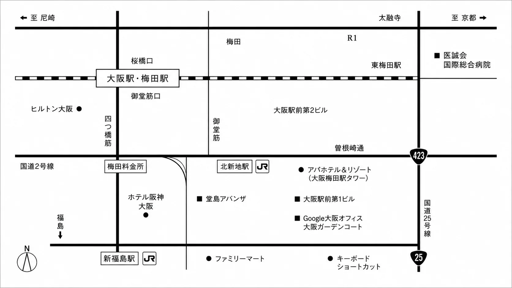 株式会社Valurea アクセスマップ（大阪駅前第2ビル）